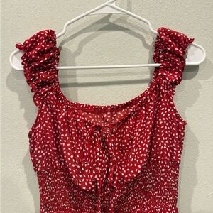 Ruffle Sleeve Sweetheart Neckline Printed Dress (M)